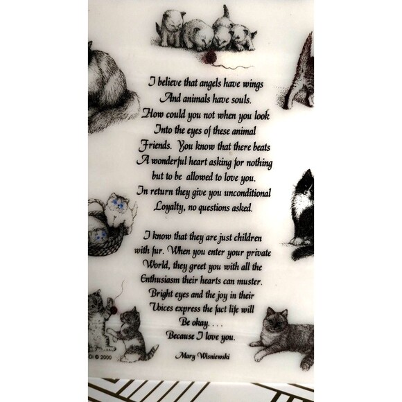 Animals Have Souls Cats Plaque Frame Sign Etched 8x6 - Picture 2 of 5